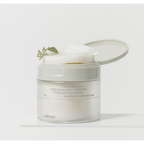 Пэды для лица успокаивающие с центеллой азиатской, Ji Woo Gae Cica BHA Blemish Toner Pad, celimax, 10 шт.