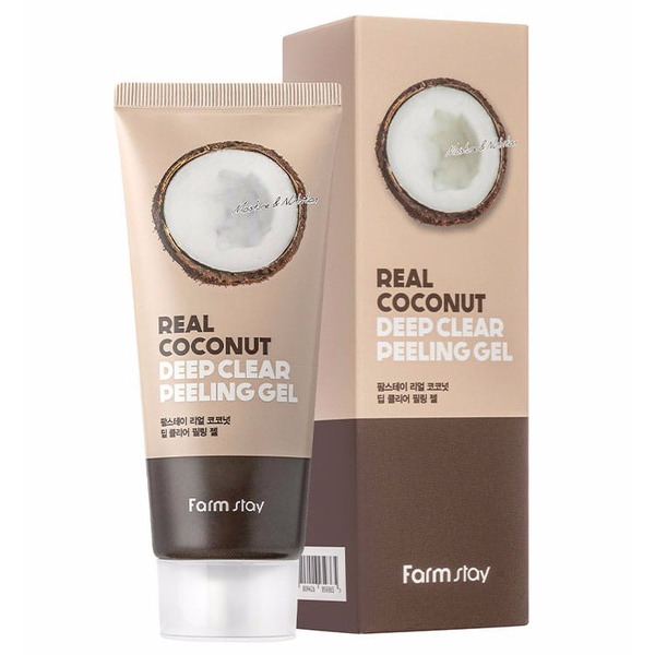 Гель эксфолиатор для лица с экстрактом кокоса,  Real Coconut Deep Clear Peeling Gel, FarmStay, 100 мл