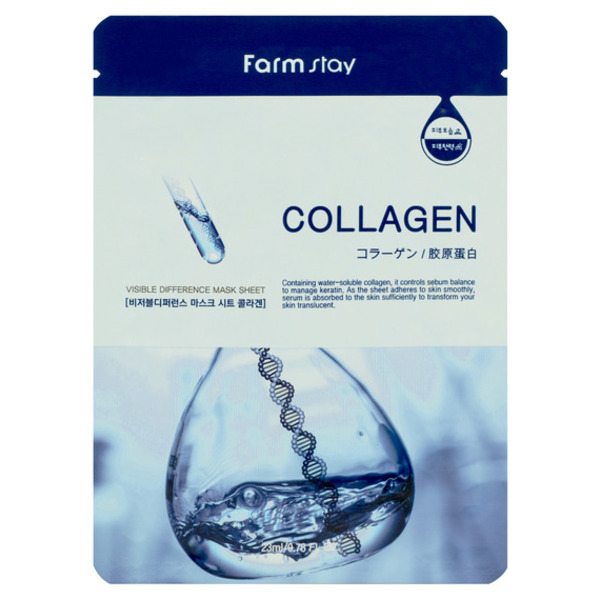 Маска для лица тканевая с коллагеном, Visible Difference Mask Sheet Collagen, FarmStay, 23 мл