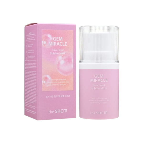 Маска для лица пузырьковая очищающая, Gem Miracle Pink Pearl Bubble Mask, THE SAEM, 50 г