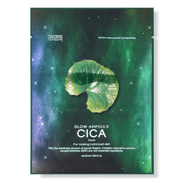 Тканевая маска, Ампульная с Центеллой, GLOW AMPOULE CICA  MASK, TENZERO, 25 мл