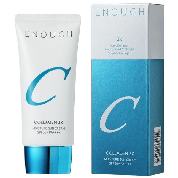Крем для лица солнцезащитный с коллагеном, Collagen 3x moisture Sun Cream SPF50+ PA++++, ENOUGH, 50 мл