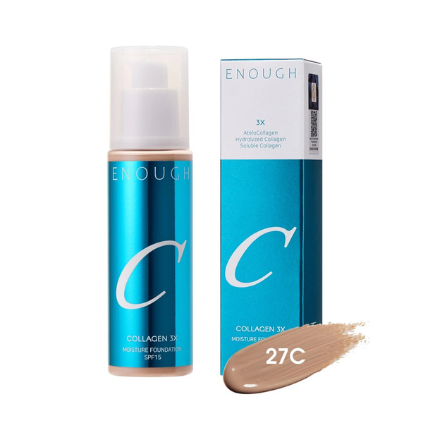 Основа тональная для лица с коллагеном, COLLAGEN 3X Moisture Foundation SPF 15 27C, ENOUGH, 100 мл