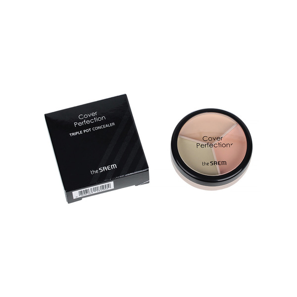 Консилер для лица трехцветный, Cover Perfection Triple Pot Concealer 05 Dark Up Beige, THE SAEM, 4,5 г*3