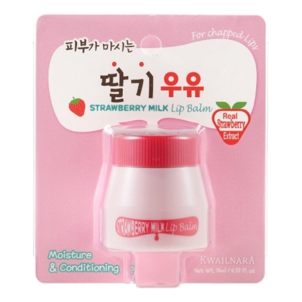 Бальзам для губ с экстрактом клубники Kwailnara Strawberry Milk Lip Balm, Welcos, 10 мл