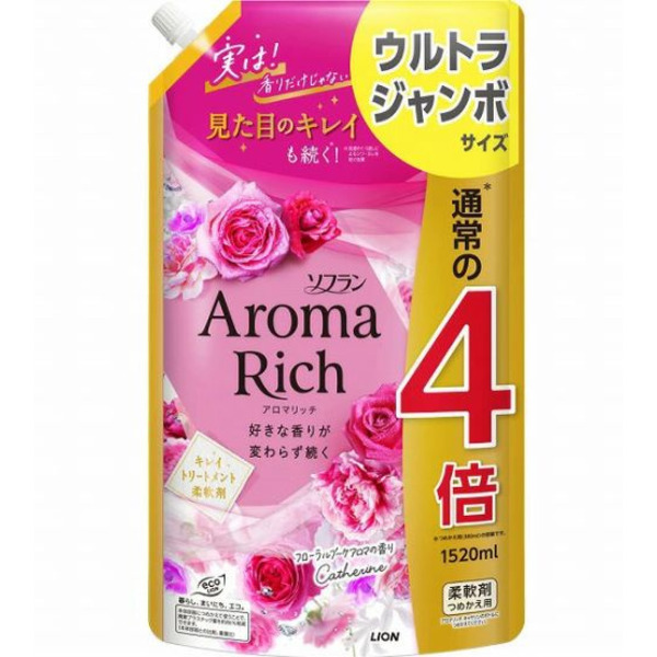 Кондиционер для белья Кэтрин (формула сохранения неизменного аромата и красоты тканей) Aroma Rich Catherine 615, LION, 1520 мл (мягкая упаковк)