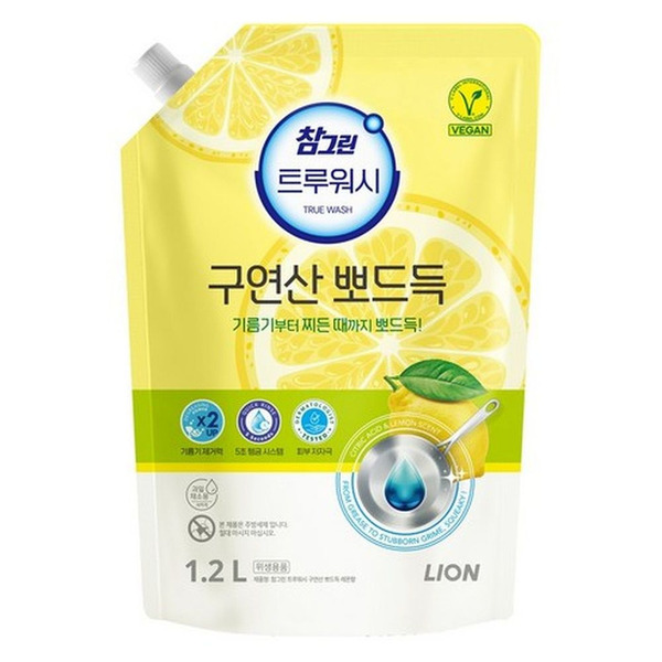 Гель для мытья посуды с лимонной кислотой, Charmgreen, Lion, 1,2 л (мягкая упаковка с крышкой)