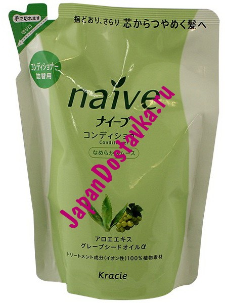 Восстанавливающий бальзам-ополаскиватель для нормальных волос Naive, KRACIE 400 мл (сменная упаковка)