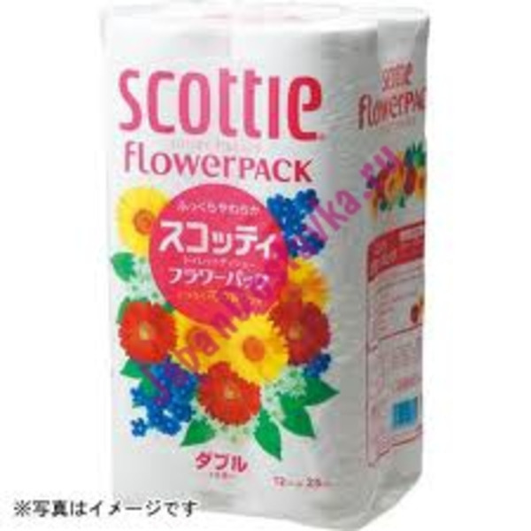 Двухслойная туалетная бумага Scottie Flower PACK, CRECIA (12 рулонов по 25 м)