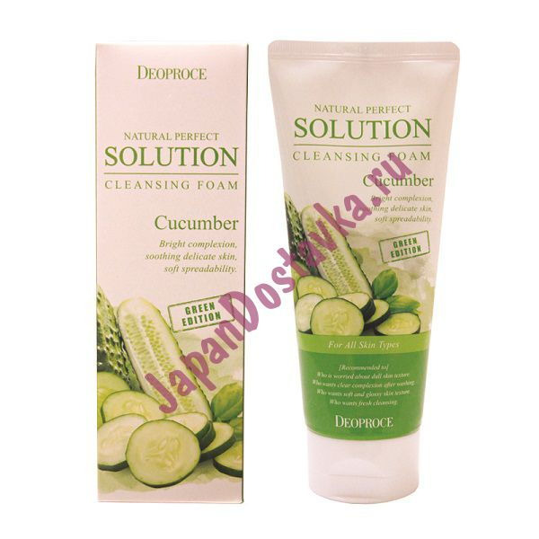 Пенка для умывания с экстрактом огурца Natural Perfect Solution Green Edition Cucumber, DEOPROCE 170 мл