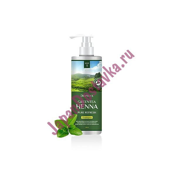 Шампунь для волос с экстрактом зеленого чая и хной Greentea Henna Pure Refresh Shampoo, DEOPROCE   1000 мл