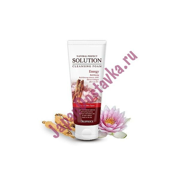 Пенка для умывания с экстрактом красного женьшеня Natural Perfect Solution Cleansing Foam Energy, Deoproce 170 мл