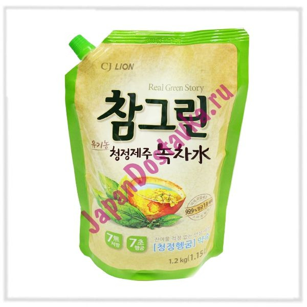 Средство для мытья посуды, овощей и фруктов Зеленый чай Chamgreen, CJ LION  ( ) сменная упаковка 1,15 л