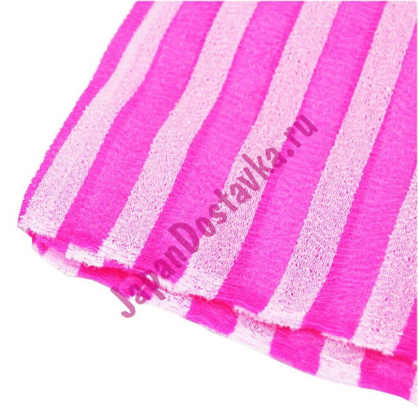 Японская массажная мочалка жесткая в полоску, AISEN 28х100 (розовая)