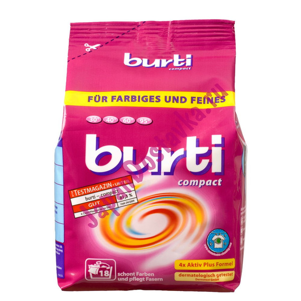 Стиральный порошок-концентрат Burti Compact для стирки цветного и тонкого белья, BURTI  893 г