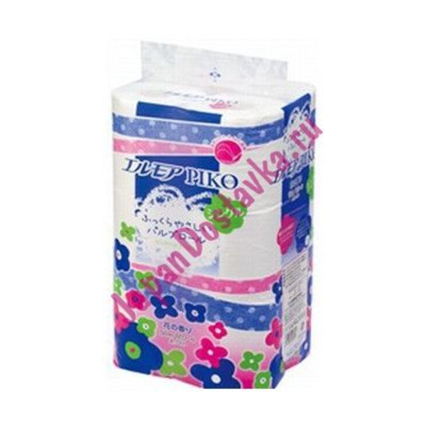 Однослойная туалетная бумага Piko Нежное прикосновение с цветочным ароматом, ELLEMOI (12 рулонов по 50 м)