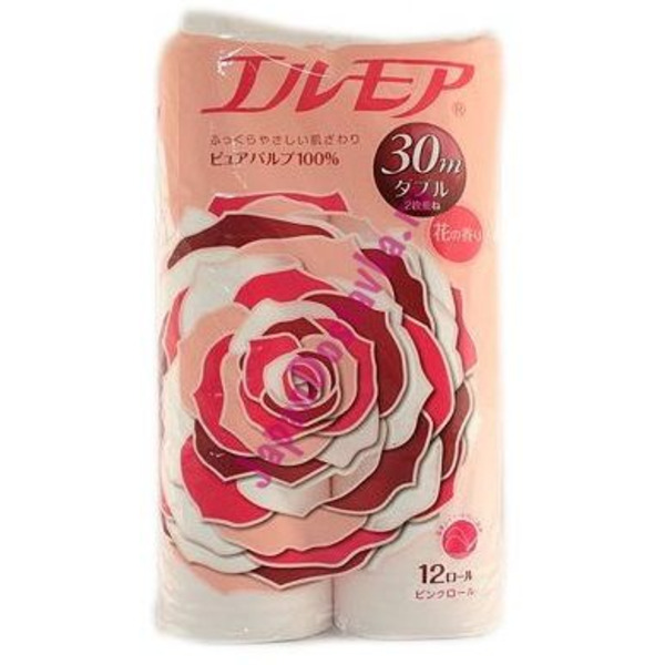 Двухслойная туалетная бумага Нежное прикосновение с цветочным ароматом, ELLEMOI (12 рулонов по 30 м)