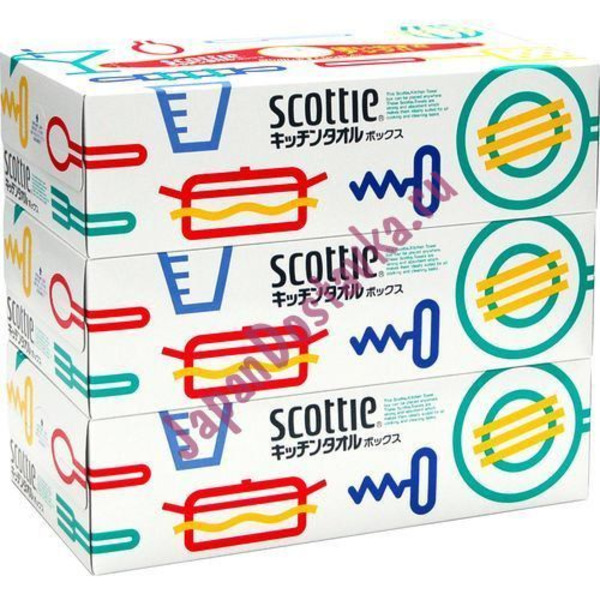 Двухслойные бумажные кухонные полотенца в коробке Scottie, Crecia (3 х 75 шт)