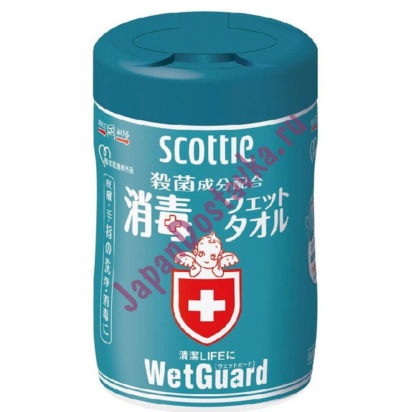 Влажные дезинфицирующие полотенца Scottie Wet Guard (без запаха), CRECIA 80 шт.