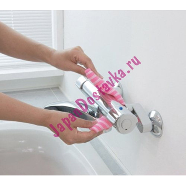 Салфетка-рукавица из нейлона и микроволокна для мытья раковин и сантехники, TOWA (розовая)