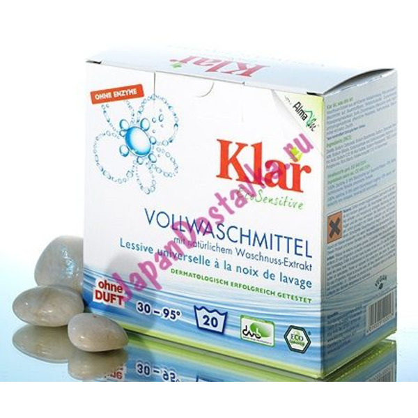 Стиральный ЭКО-порошок на мыльном орехе для белого и прочноокрашенного белья, KLAR 1,1 кг