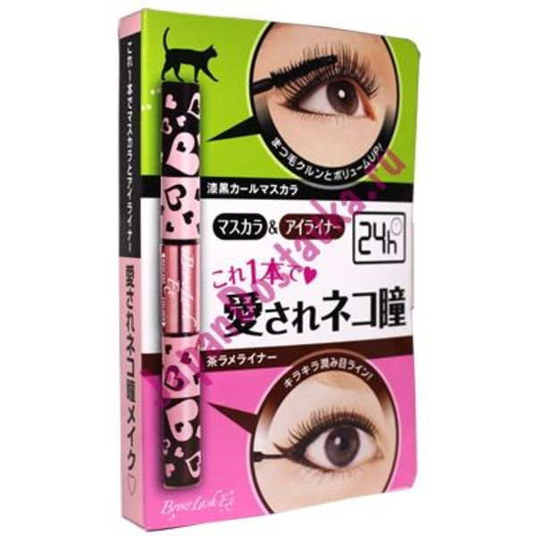 Черная тушь для ресниц Brow Lash Ex Mascara (объем и подкручивание) и золотисто-коричневая подводка Eyeliner Makemania, B&C Labs  8 г/5 г