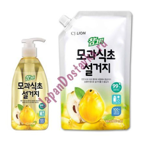 Средство для мытья посуды, фруктов и овощей Chamgreen - Айва, CJ Lion 860 мл (запаска)