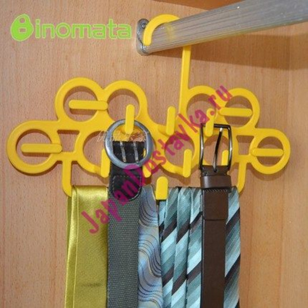 Вешалка-держатель для ремней и галстуков INOMATA (желтая)