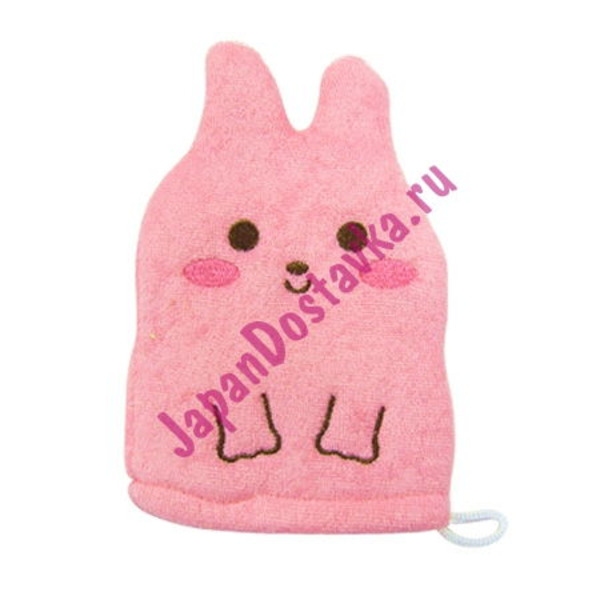 Детская рукавичка для мытья тела Розовый кролик, KOKUBO