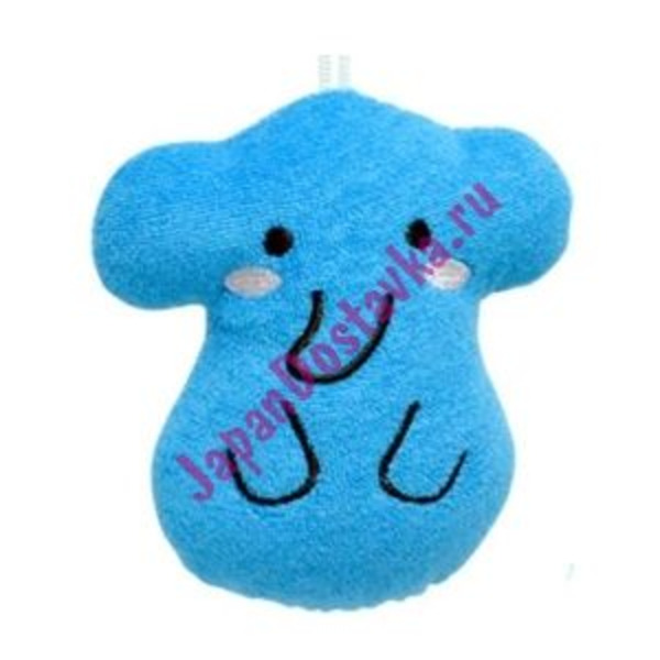 Детская мочалка-спонж для мытья тела Синий Слоненок, Furocco Kids KOKUBO