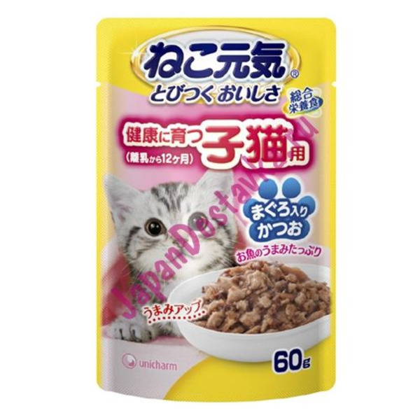 Влажный корм для котят до 12 месяцев Neko Genki Тунец и скумбрия, UNICHARM 60 г