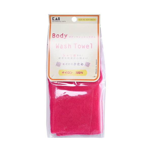 Японская мочалка для тела жесткая (ярко-розовая) Body Wash Towel, KAI 30 х 100 см