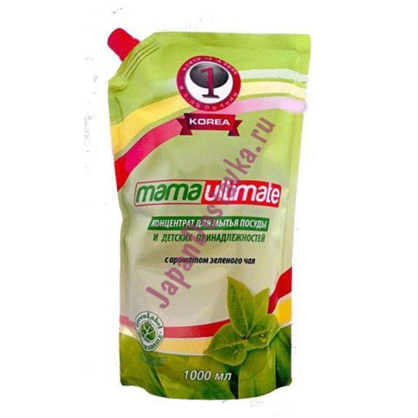 Концентрированное средство для мытья посуды Зеленый чай, MAMA ULTIMATE  1000 мл (запаска)