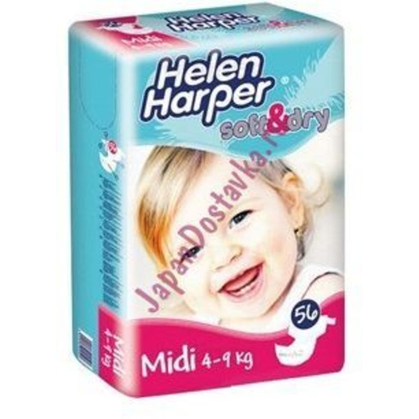 Детские подгузники Soft Dry midi (4-9 кг), HELEN HARPER 56 шт.