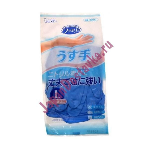 Перчатки для бытовых и хозяйственных нужд (каучук, тонкие) Family, ST размер L (голубые)