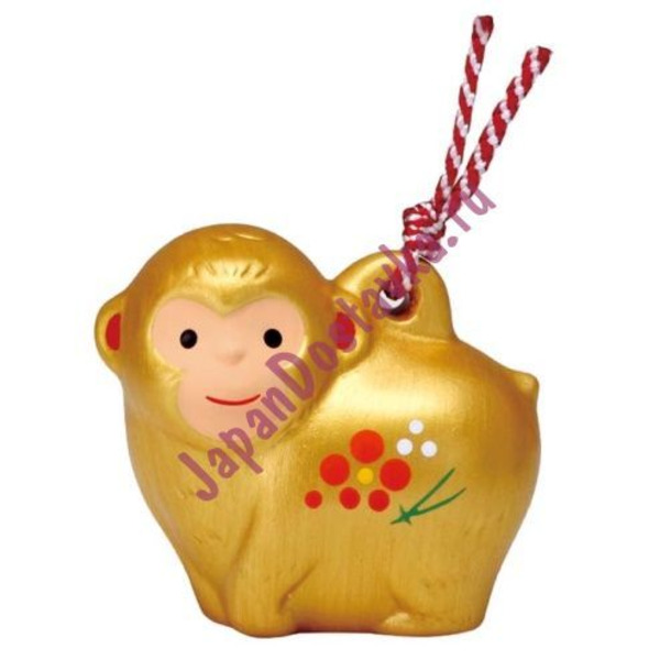 Традиционная японская фигурка-колокольчик, Обезьяна  (золотистая)
