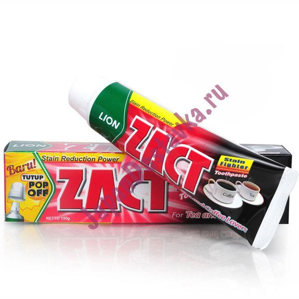Зубная паста с отбеливающим эффектом, для любителей кофе и чая Zact, LION  90 г