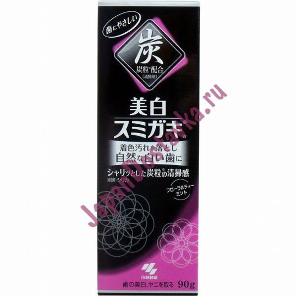 Паста зубная отбеливающая (уголь и аромат цветочного чая), KOBAYASHI 90 г