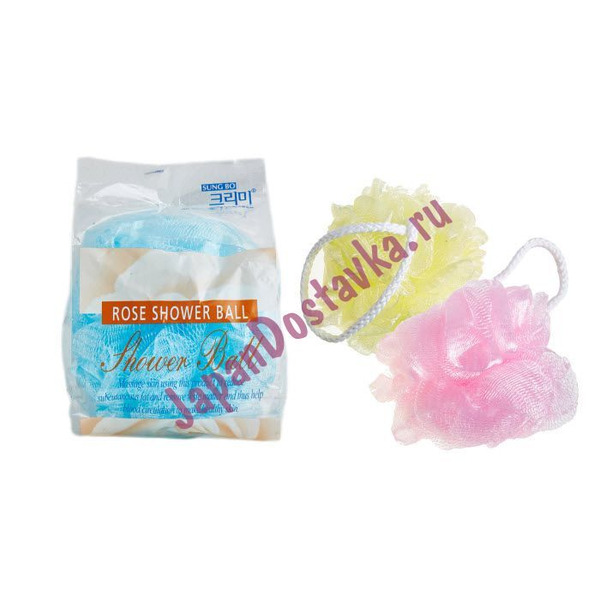 Мочалка для душа Flower Ball Rose shower ball, SUNG BO CLEAMY   1 шт