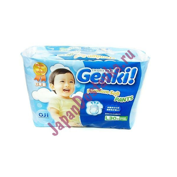 Детские подгузники для мальчиков и девочек Nepia Genki! (р-р L, 9-14 кг), GENKI 30 шт.