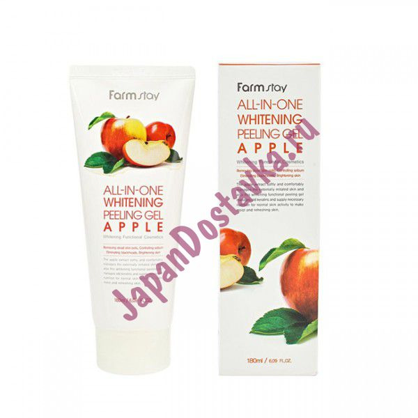 Пилинг-гель с экстрактом яблока All-In-One Whitening Peeling Gel Apple, FARMSTAY   180 мл