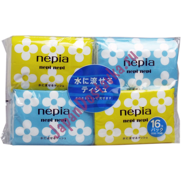Бумажные двухслойные водорастворимые носовые платки Nepi Nepi, NEPIA  10 шт. х 16