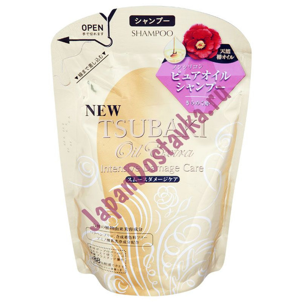 Бессиликоновый  шампунь для восстановления поврежденных волос c маслом камелии TSUBAKI Oil Extra Shampoo (мягкая упаковка), SHISEIDO  330 мл