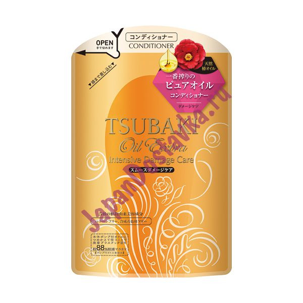 Кондиционер для восстановления поврежденных волос, насыщенный  маслом камелии TSUBAKI Oil Extra Conditioner (мягкая экономичная упаковка), SHISEIDO  330 мл