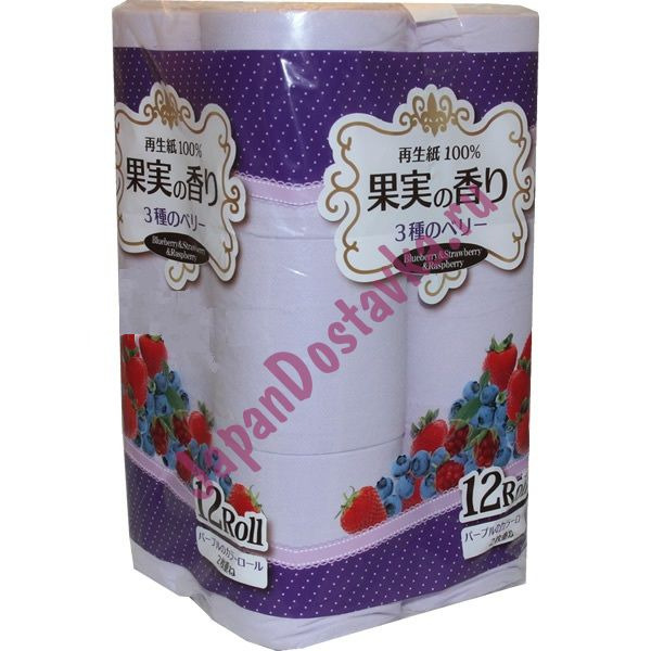 Туалетная бумага двухслойная с ароматом ягод, IDESHIGYO  30 м х 12
