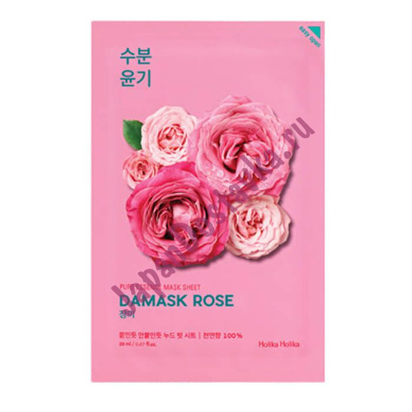 Увлажняющая тканевая маска с маслом дамасской розы Pure Essence Mask Sheet Damask Rose, HOLIKA HOLIKA   20 мл