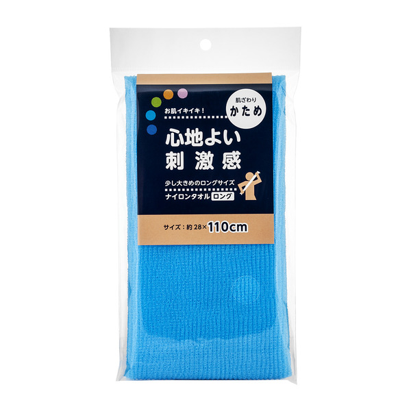 Японская массажная мочалка для тела Body Towel (жесткая, 30 х 110 см), MOTEGI 1 шт (синяя)