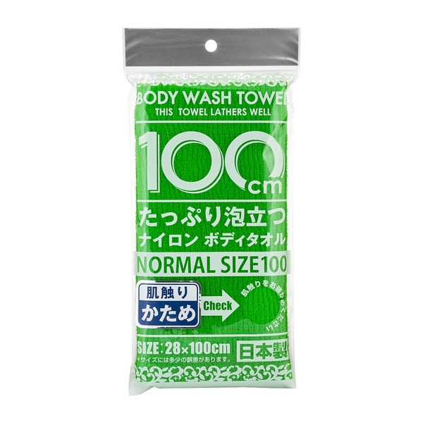 Массажная японская мочалка для тела жесткая Shower Long Body Towel (зеленая, 28 х 100 см),YOKOZUNA 1 шт