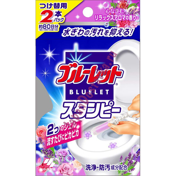 Очищающий и дезодорирующий гель для унитаза с цветочным ароматом, KOBAYASHI 2 х 28 г (запасной блок)