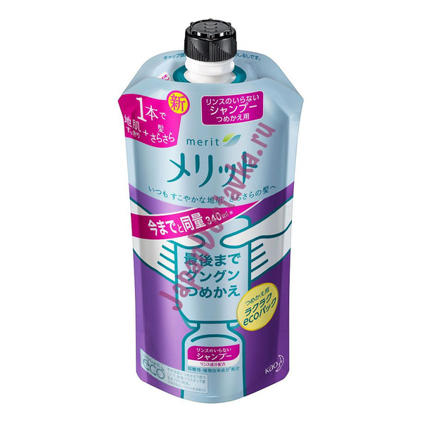 Шампунь-кондиционер для волос с разглаживающим и противовоспалительным эффектом с цветочным ароматом Merit Shampoo, KAO  340 мл (запасной блок)